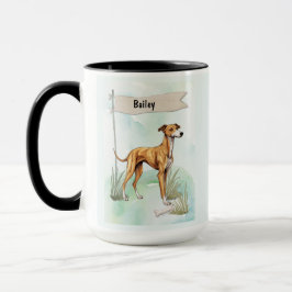 Greyhound Watercolor Personalized Dog Tasse