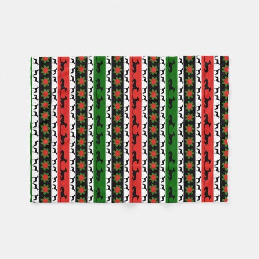 Greyhound Weihnachts-Silhouetten  Fleecedecke (Vorderseite (Horizontal))