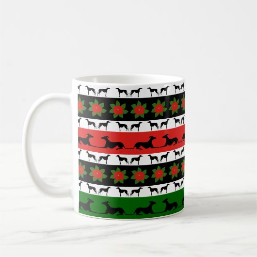 Greyhound Weihnachts-Silhouetten Kaffeetasse (Links)