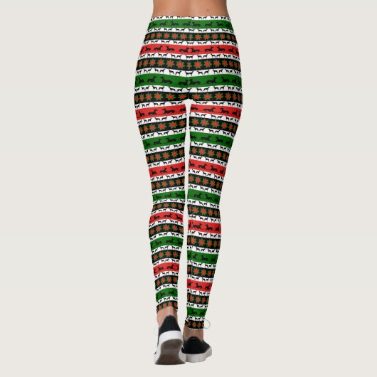 Greyhound Weihnachts-Silhouetten Leggings (Rückseite)