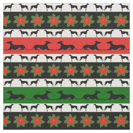 Greyhound Weihnachts-Silhouetten Stoff (Nahaufnahme)