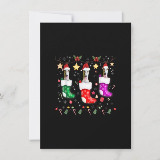 Greyhound Weihnachtsbeleuchtung Geschenk Funny Xma Einladung (Vorderseite)