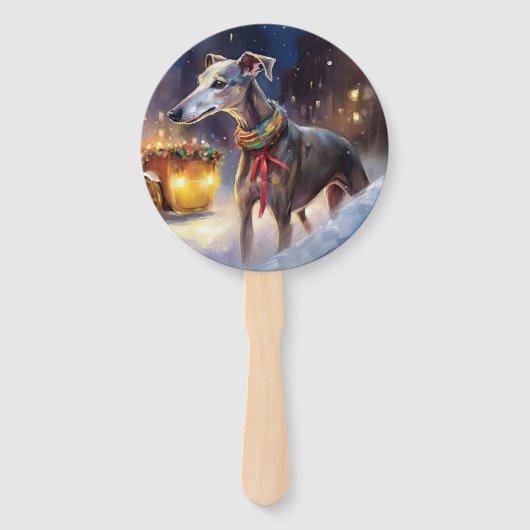 Greyhound Weihnachtsfeiertag Fächer (Vorderseite)