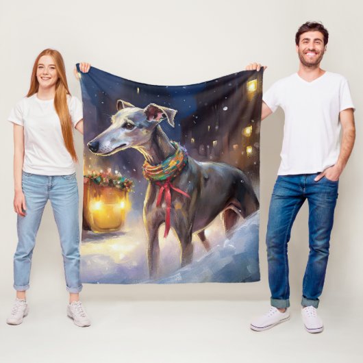 Greyhound Weihnachtsfeiertag Fleecedecke (Beispiel)