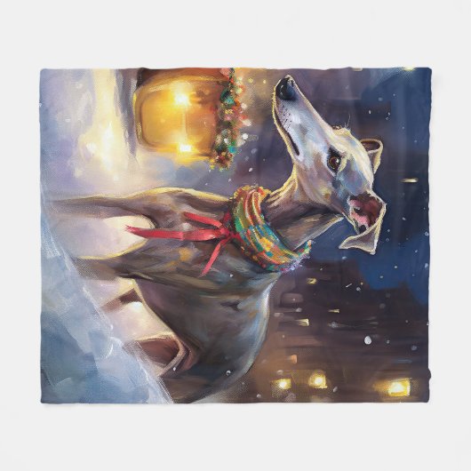 Greyhound Weihnachtsfeiertag Fleecedecke (Vorderseite (Horizontal))