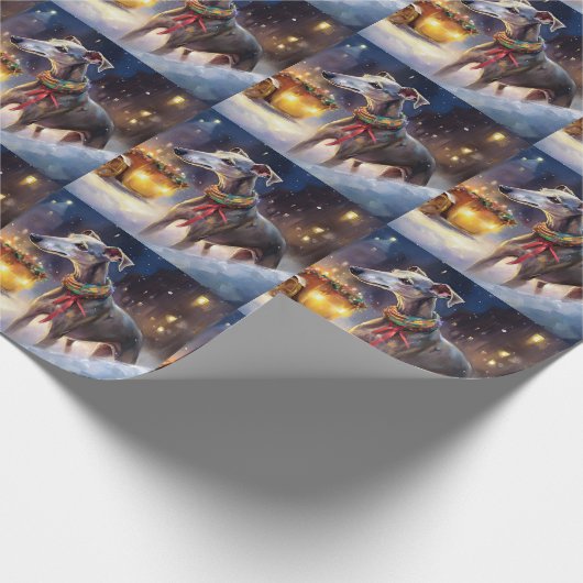 Greyhound Weihnachtsfeiertag Geschenkpapier (Ecke)