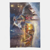 Greyhound Weihnachtsfeiertag Geschirrtuch (Vertikal)