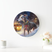 Greyhound Weihnachtsfeiertag Große Wanduhr (Zuhause)