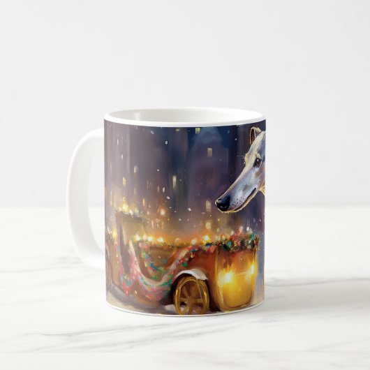 Greyhound Weihnachtsfeiertag Kaffeetasse (Vorderseite Links)