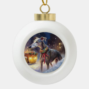 Greyhound Weihnachtsfeiertag Keramik Kugel-Ornament