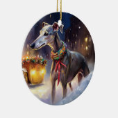 Greyhound Weihnachtsfeiertag Keramik Ornament (Rechts)