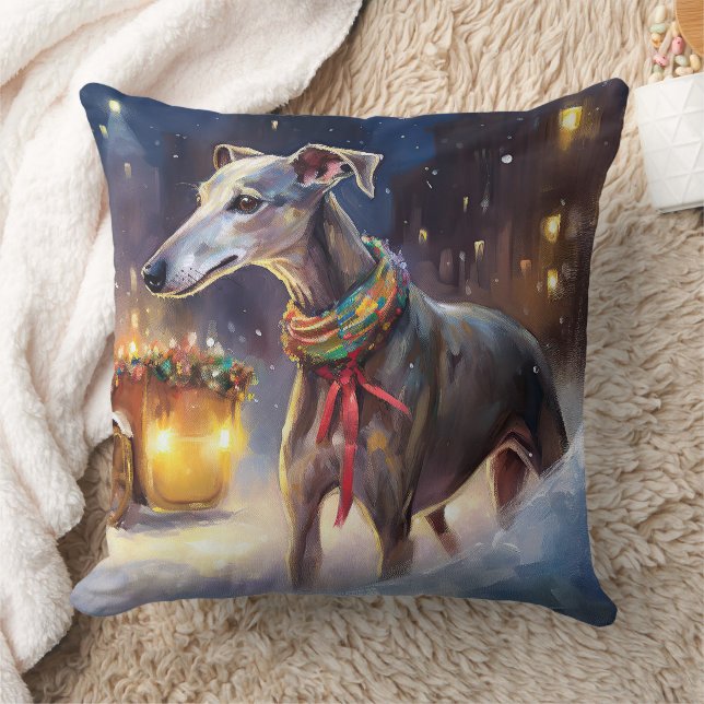 Greyhound Weihnachtsfeiertag Kissen (Decke)