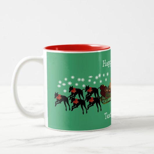 Greyhound Weihnachtsfeiertag Personalisiert Zweifarbige Tasse (Links)