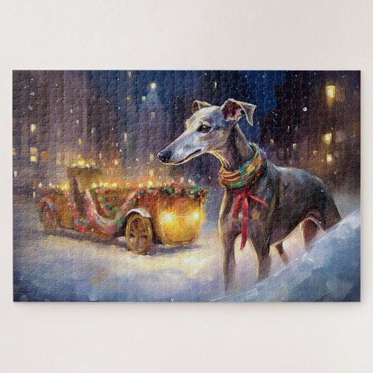 Greyhound Weihnachtsfeiertag Puzzle (Horizontal)