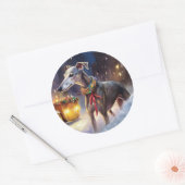 Greyhound Weihnachtsfeiertag Runder Aufkleber (Umschlag)