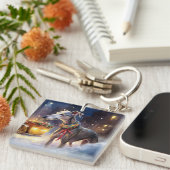 Greyhound Weihnachtsfeiertag Schlüsselanhänger (Vorderseite rechts)