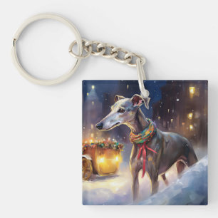Greyhound Weihnachtsfeiertag Schlüsselanhänger