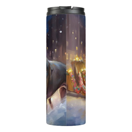 Greyhound Weihnachtsfeiertag Thermosbecher (Rückseite)