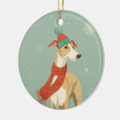 Greyhound-Weihnachtsgeschenk Keramik Ornament (Links)