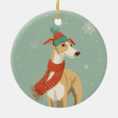 Greyhound-Weihnachtsgeschenk Keramik Ornament (Hinten)