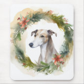 Greyhound-Weihnachtskranz Festiver Hund Mousepad (Vorne)