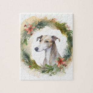 Greyhound-Weihnachtskranz Festiver Hund Puzzle