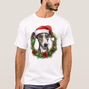 Greyhound Weihnachtskranz T-Shirt