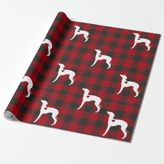 Greyhound Weihnachtswrapping Paper Karo Geschenkpapier (Ungerollt)