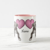 Greyhound Welpen und Herz Personalisiert Zweifarbige Tasse (Mittel)
