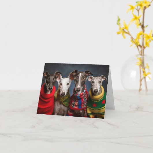 Greyhound Welpen Weihnachtskarte Karte (Gelbe Blume)