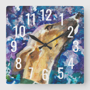 Greyhound Whippet Clock, Fawn Dog Quadratische Wanduhr