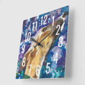 Greyhound Whippet Clock, Fawn Dog Quadratische Wanduhr (Winkel)