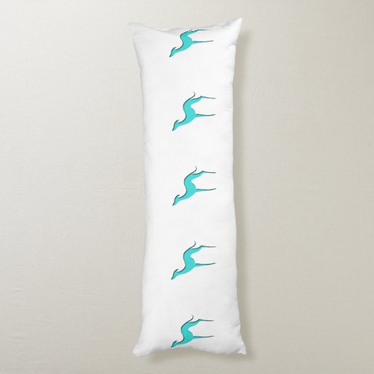 Greyhound Whippet dog Elegante türkisfarbene Silho Seitenschläferkissen (Rückseite (Vertikal))