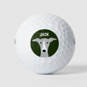 Greyhound Whippet Dog mit Individuelle Name Golfball (Vorderseite)