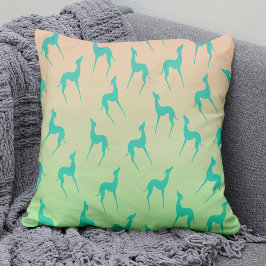 Greyhound Whippet Dog Silhouette Elegantes Muster Kissen