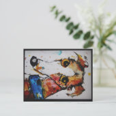 Greyhound Whippet Galgo Mixed Media Art Postkarte (Stehend Vorderseite)