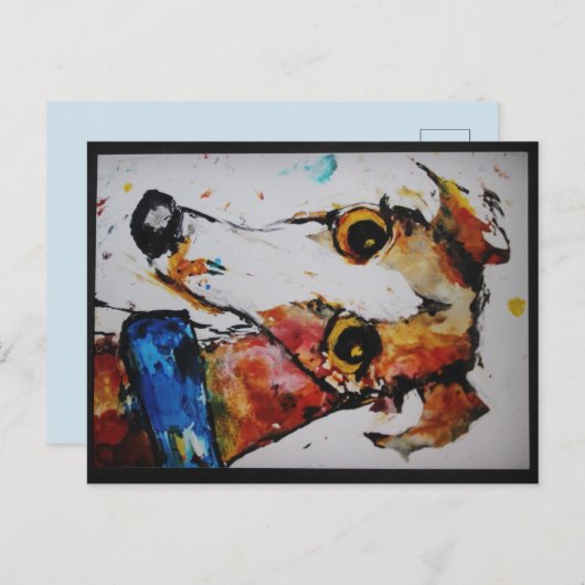 Greyhound Whippet Galgo Mixed Media Art Postkarte (Vorne/Hinten)