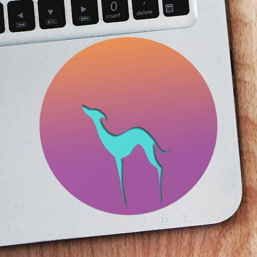 Greyhound Whippet Hund Blau Orange lila ombre Runder Aufkleber