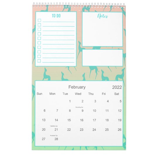 Greyhound Whippet Hund liebt Custom Foto Planer Kalender (Feb 2022)