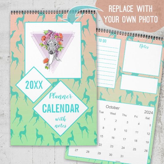 Greyhound Whippet Hund liebt Custom Foto Planer Kalender