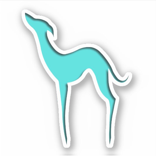Greyhound Whippet-Hund türkisblaue Silhouette Aufkleber (Vorderseite)