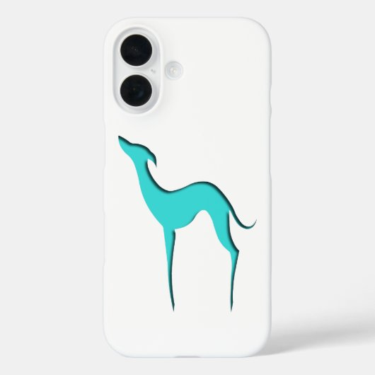 Greyhound Whippet-Hund türkisblaue Silhouette Case-Mate iPhone Hülle (Rückseite)