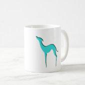 Greyhound Whippet-Hund türkisblaue Silhouette Kaffeetasse (VorderseiteRechts)