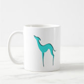 Greyhound Whippet-Hund türkisblaue Silhouette Kaffeetasse (Links)