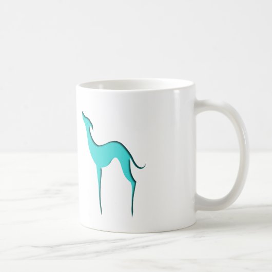 Greyhound Whippet-Hund türkisblaue Silhouette Kaffeetasse (Rechts)