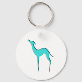Greyhound Whippet-Hund türkisblaue Silhouette Schlüsselanhänger (Vorderseite)