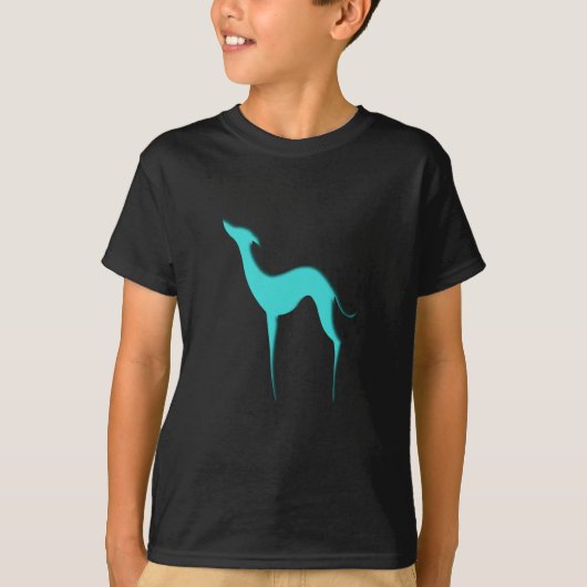 Greyhound Whippet-Hund türkisblaue Silhouette T-Shirt (Vorderseite)