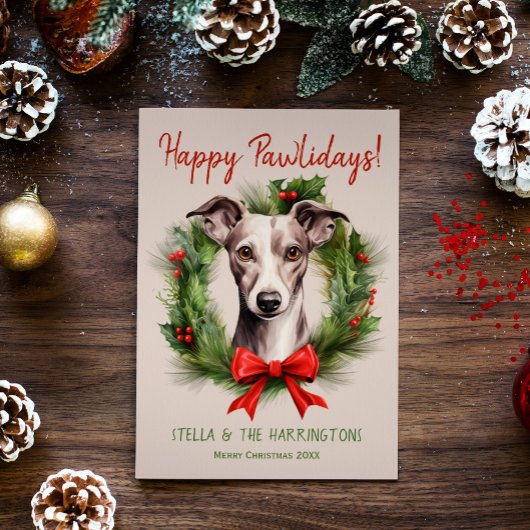 Greyhound Whippet Hund Weihnachten glückliche Pawl