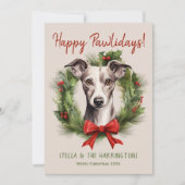 Greyhound Whippet Hund Weihnachten glückliche Pawl (Vorderseite)