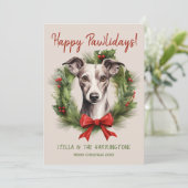 Greyhound Whippet Hund Weihnachten glückliche Pawl (Stehend Vorderseite)